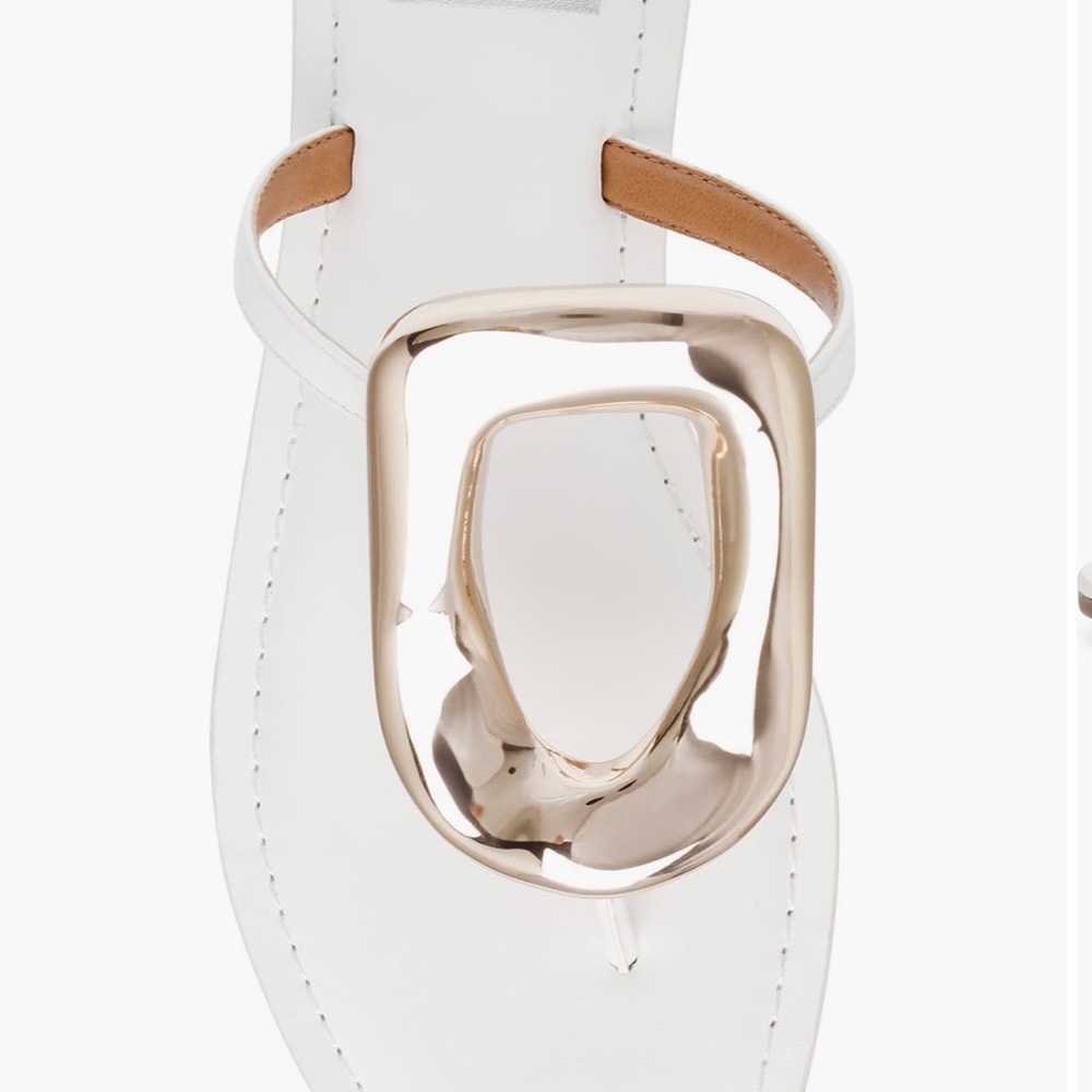 DV by Dolce Vita White and Gold Sandals with Thong Strap
